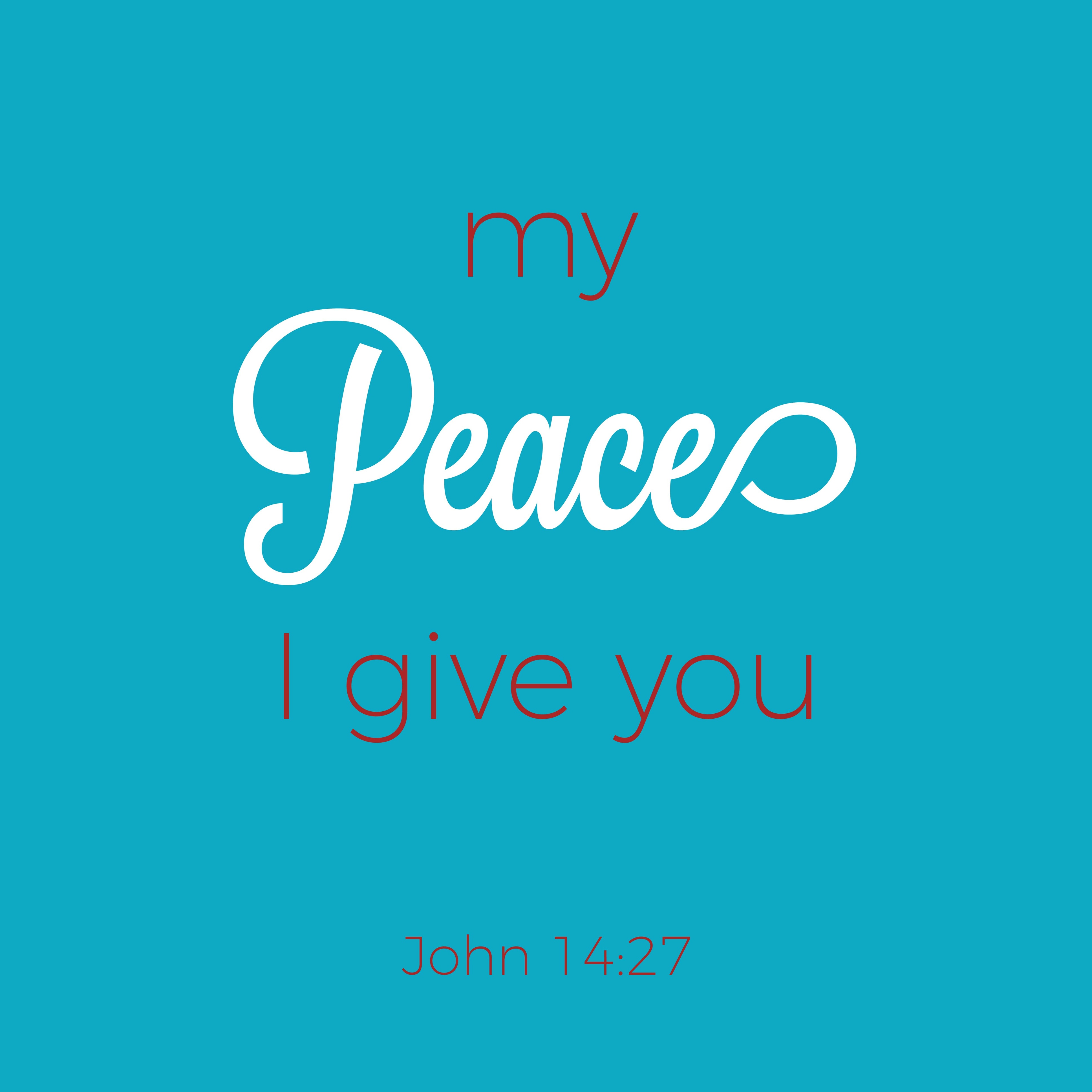 A drawing with the phrase "my peace I give to you" from John 14:27