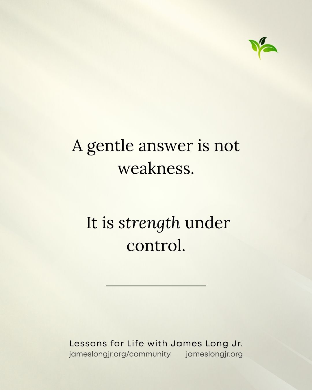 A Gentle Answer Is Strength Under Control